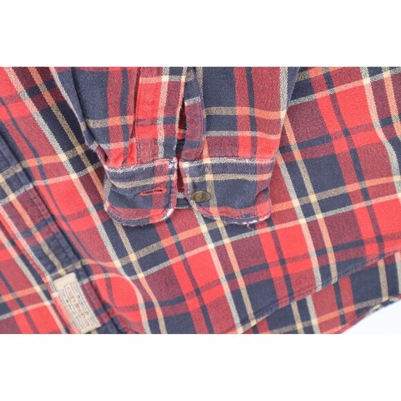 Vintage Abercrombie & Fitch Mens XXL Red & Navy Authentic Chamois Plaid Shirt - Picture 7 of 13